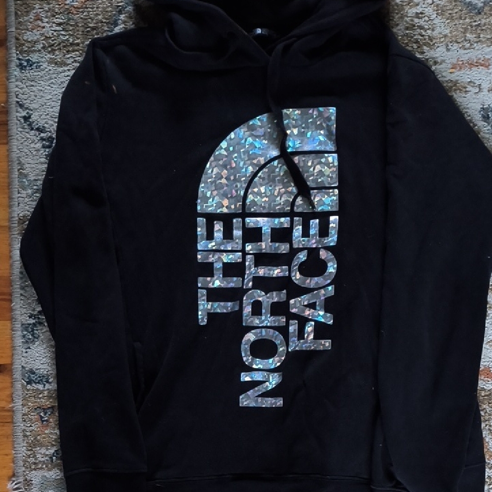 The North Face Black Hoodie with Silver Logo